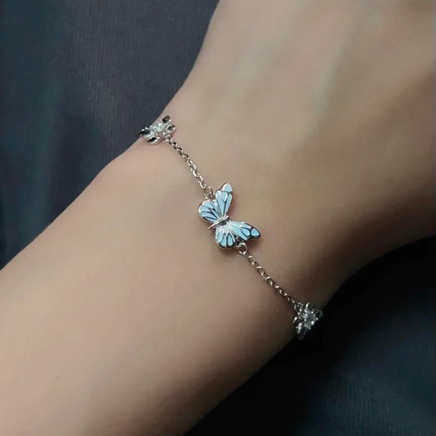 Glow Butterfly Bracelet – Blue Sterling Silver Jewelry