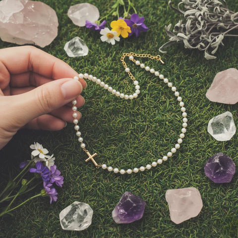Pearl Cross Necklace – 14K Gold Faith Pearl Necklace