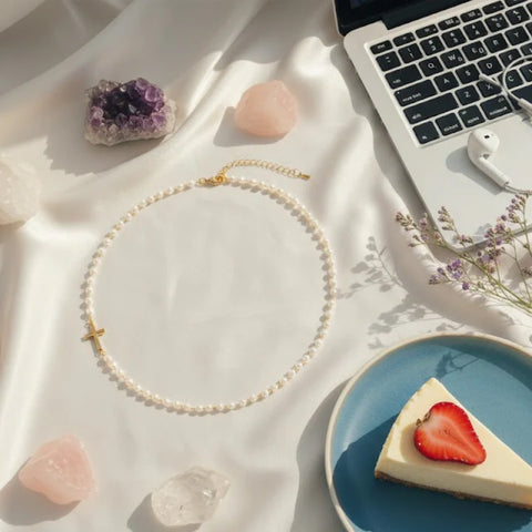 Pearl Cross Necklace – 14K Gold Faith Pearl Necklace