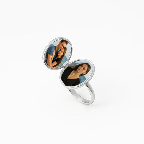 Oval Locket Ring with Photo