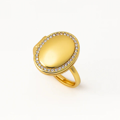 Oval Locket Ring with Photo
