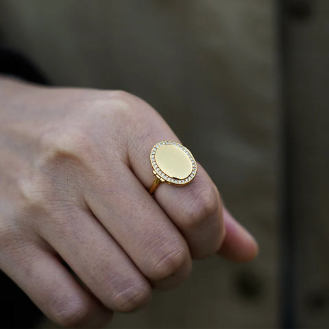 Oval Locket Ring with Photo