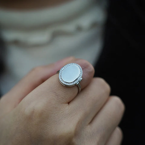 Oval Locket Ring with Photo