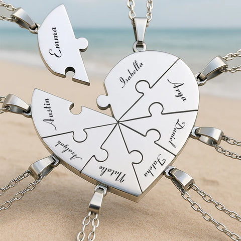 Custom Puzzle Name Heart Necklace