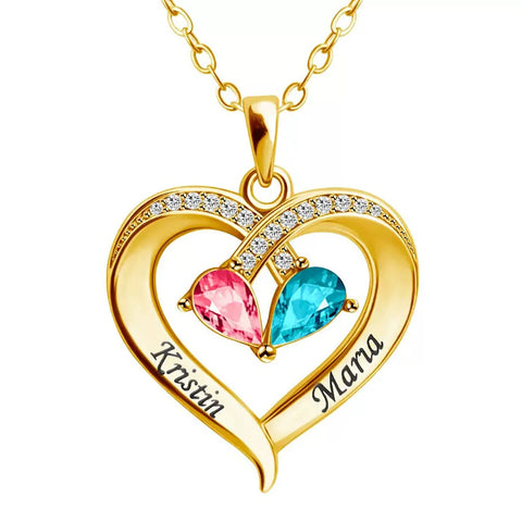 Personalised Birthstone Heart Necklace