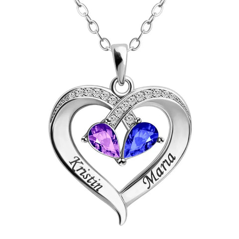Personalised Birthstone Heart Necklace
