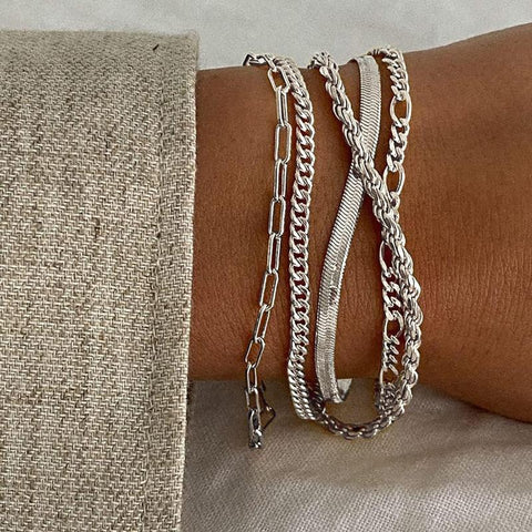 Gold Bracelet Stack for Women – 5 Piece Chain Bracelets