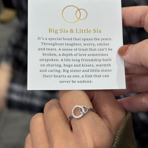 Big Sis Little Sis Ring with Card – Sister Bond Gift