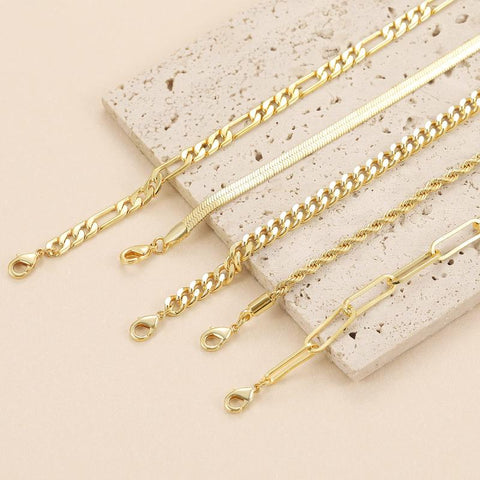 Gold Bracelet Stack for Women – 5 Piece Chain Bracelets