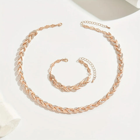 Rhinestone Fish Tail Necklace & Bracelet Set for Women