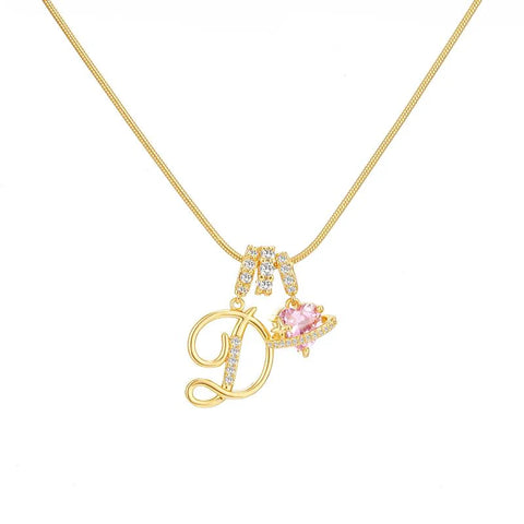 Initial Heart Charm Necklace
