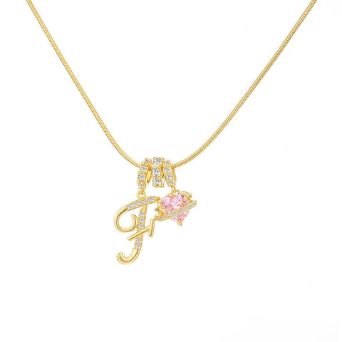 Initial Heart Charm Necklace