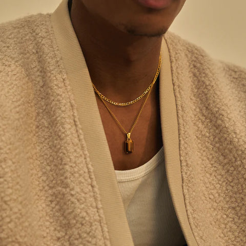 Gold Faceted Pendant Necklace – 18K Gold Everyday Pendant