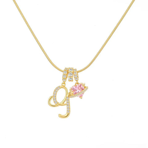 Initial Heart Charm Necklace