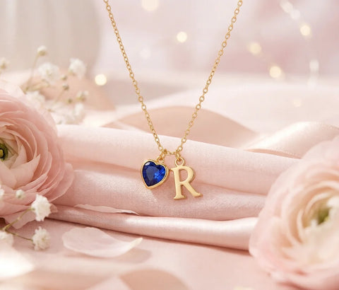 Amora Birthstone Initial Necklace