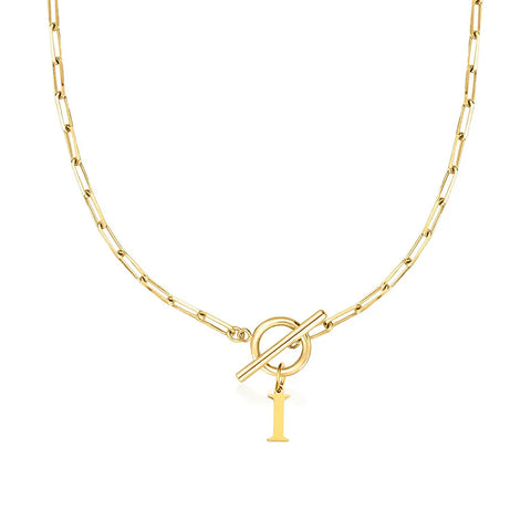 Initial Necklace with Paperclip Chain