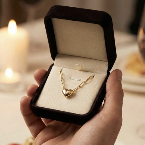 Premium Magnetic Heart Necklace – 14K Gold Plated Jewelry