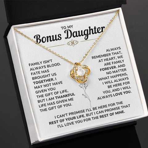 To My Bonus Daughter - "My Family Forever" Love Knot Necklace