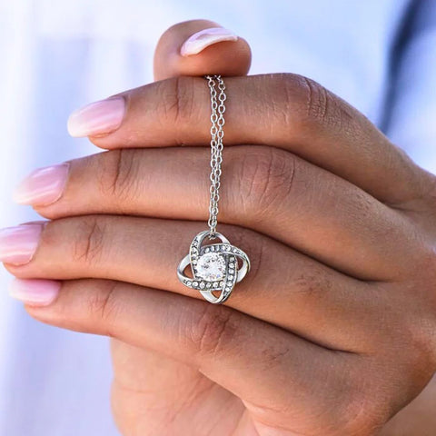 To My Bonus Daughter - "My Family Forever" Love Knot Necklace