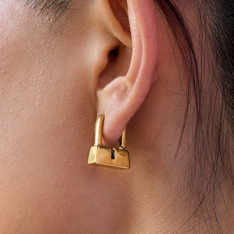 Held In Gold Lock Earrings