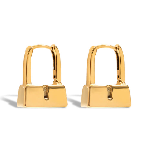 Held In Gold Lock Earrings