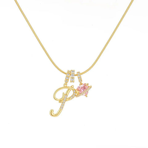 Initial Heart Charm Necklace