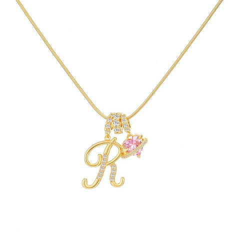 Initial Heart Charm Necklace
