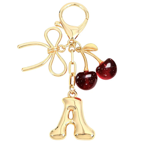Bubble Initial Keychain with Cherry