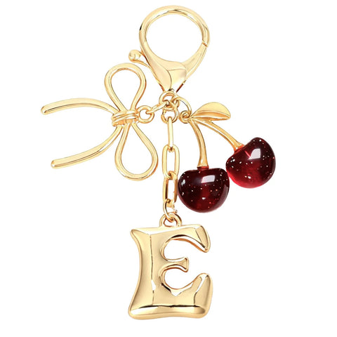 Bubble Initial Keychain with Cherry