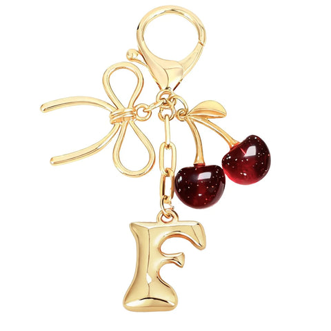Bubble Initial Keychain with Cherry