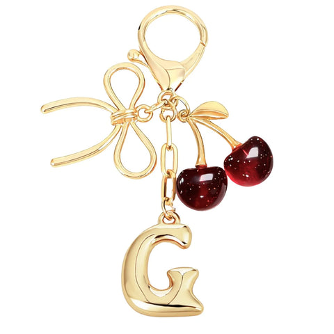 Bubble Initial Keychain with Cherry