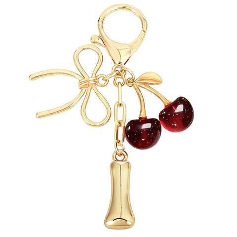 Bubble Initial Keychain with Cherry