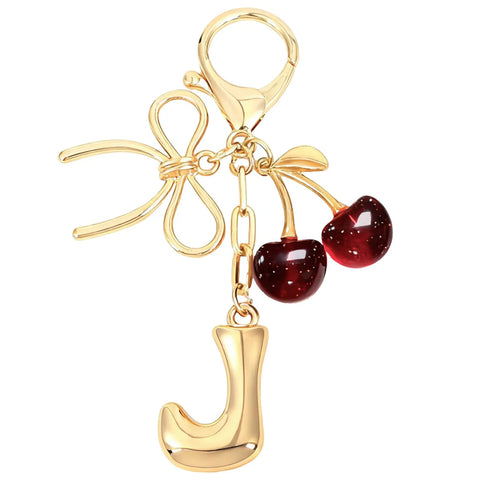Bubble Initial Keychain with Cherry