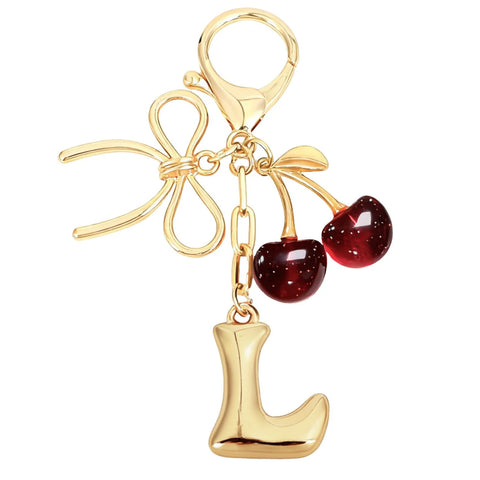 Bubble Initial Keychain with Cherry