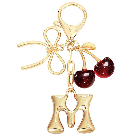 Bubble Initial Keychain with Cherry