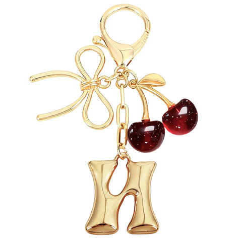 Bubble Initial Keychain with Cherry