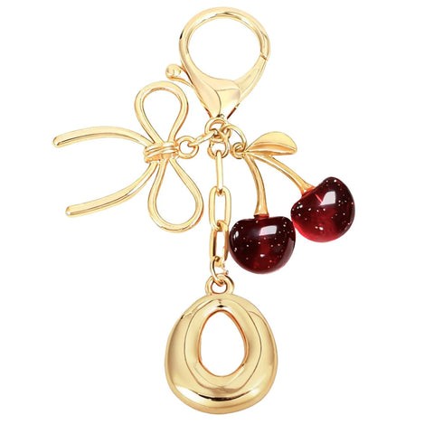 Bubble Initial Keychain with Cherry