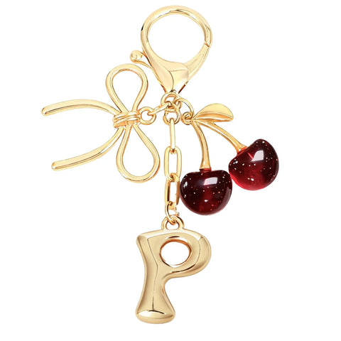 Bubble Initial Keychain with Cherry
