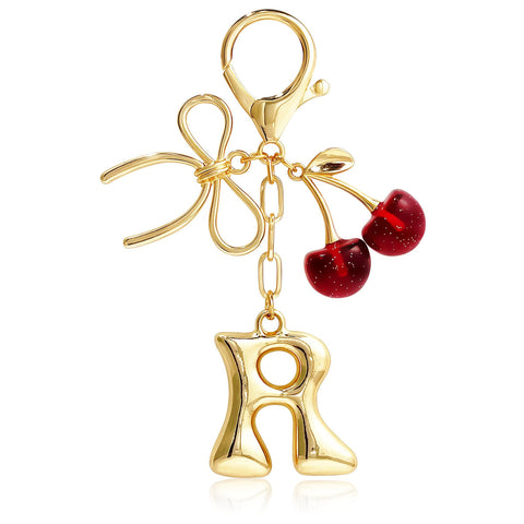 Bubble Initial Keychain with Cherry