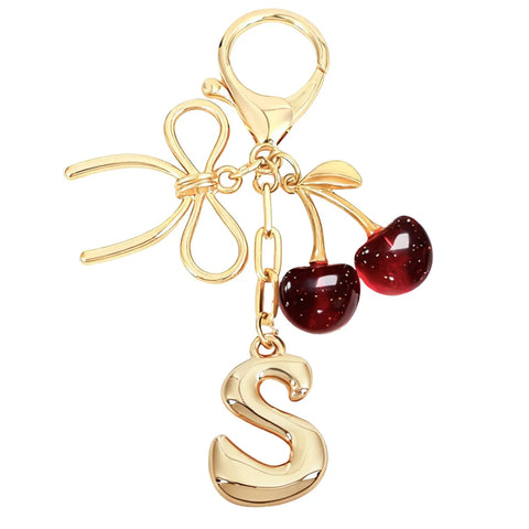 Bubble Initial Keychain with Cherry