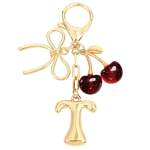 Bubble Initial Keychain with Cherry