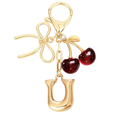 Bubble Initial Keychain with Cherry