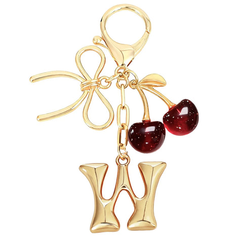 Bubble Initial Keychain with Cherry