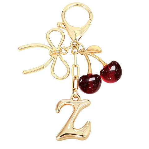 Bubble Initial Keychain with Cherry