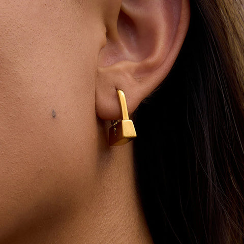 Held In Gold Lock Earrings