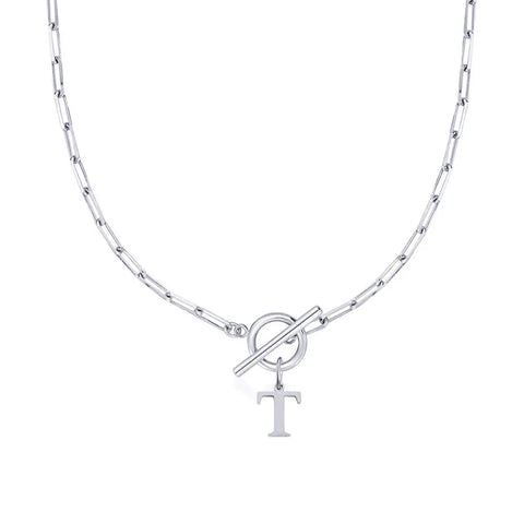 Initial Necklace with Paperclip Chain