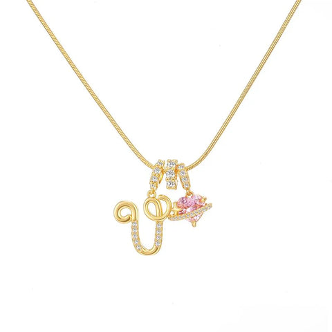 Initial Heart Charm Necklace