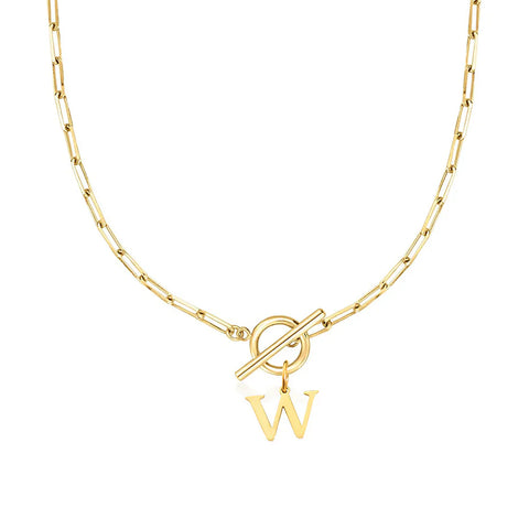 Initial Necklace with Paperclip Chain