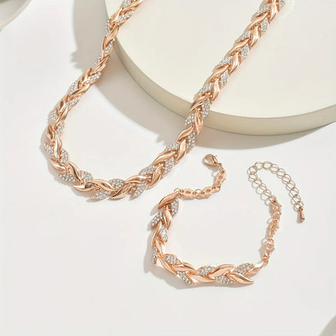 Rhinestone Fish Tail Necklace & Bracelet Set for Women