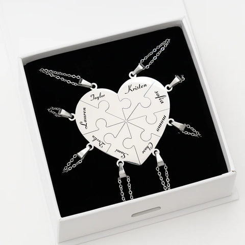 Custom Puzzle Name Heart Necklace
